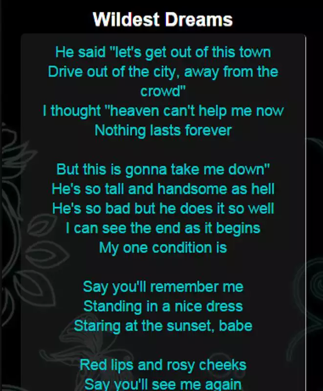 Play Taylor Swifts Top Lyrics