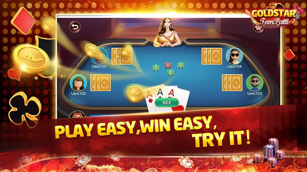 Play TeenPatti GoldStar as an online game TeenPatti GoldStar with UptoPlay