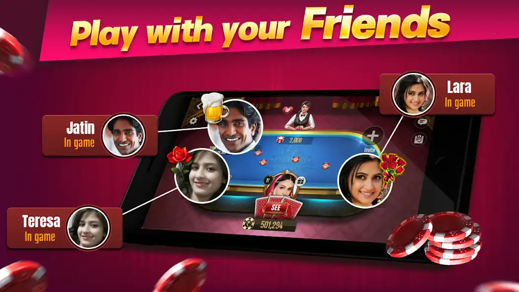 Play Teen Patti King-3 Patti Poker as an online game Teen Patti King-3 Patti Poker with UptoPlay