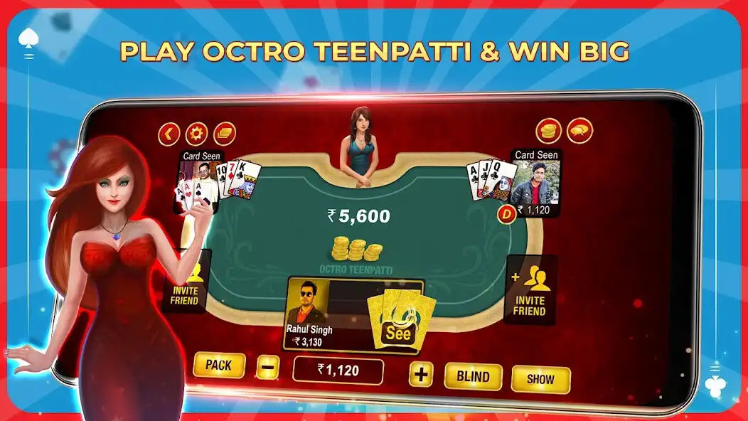 Play Teen Patti Octro: 3 Patti Game  and enjoy Teen Patti Octro: 3 Patti Game with UptoPlay