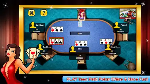 Play Teen Patti Poker as an online game Teen Patti Poker with UptoPlay