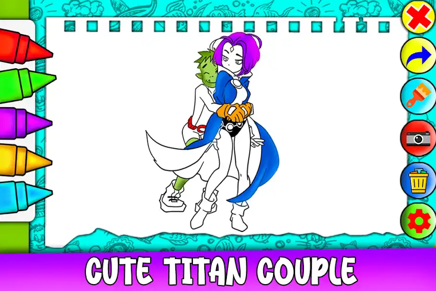 Play Teen Titans Coloring Heroes as an online game Teen Titans Coloring Heroes with UptoPlay