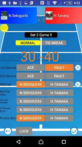 Play Tennis Score  Card