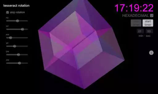 Play Tesseract 4D Cube + (HEX)Clock  and enjoy Tesseract 4D Cube + (HEX)Clock with UptoPlay
