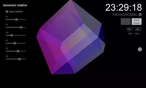 Play Tesseract 4D Cube + (HEX)Clock as an online game Tesseract 4D Cube + (HEX)Clock with UptoPlay