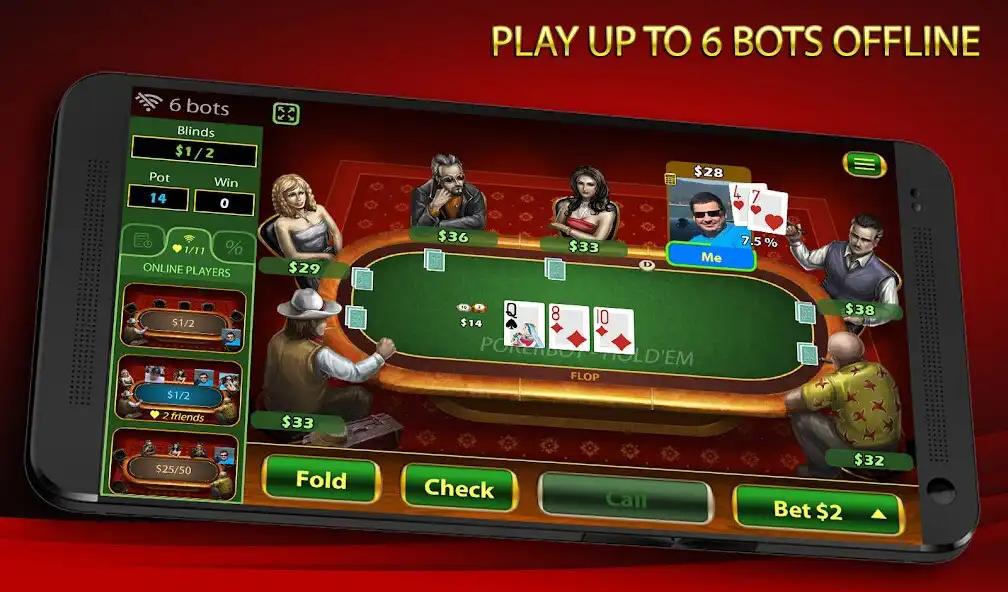 Play Texas Holdem Poker: Pokerbot as an online game Texas Holdem Poker: Pokerbot with UptoPlay