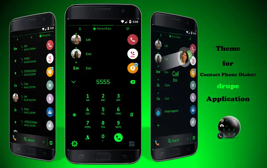 Play Theme Dialer Flat Black Green  and enjoy Theme Dialer Flat Black Green with UptoPlay