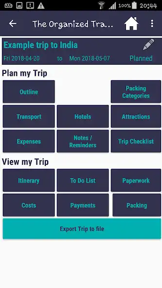 Play The Organized Traveller: Trip Planner Blue as an online game The Organized Traveller: Trip Planner Blue with UptoPlay