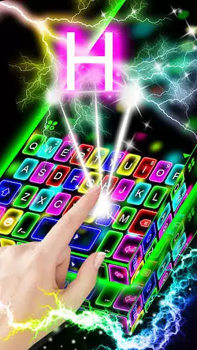 Play Thunder Neon Lights Keyboard Theme  and enjoy Thunder Neon Lights Keyboard Theme with UptoPlay