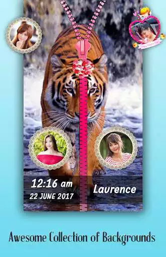 Play Tiger Zipper Lock Screen
