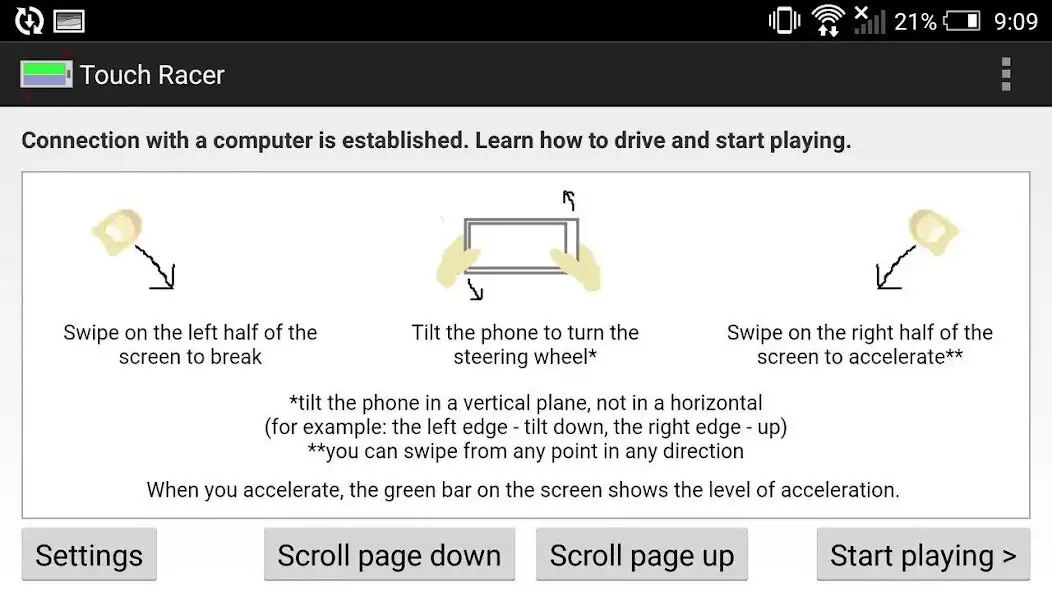 Play Touch Racer (remote racing wheel) as an online game Touch Racer (remote racing wheel) with UptoPlay