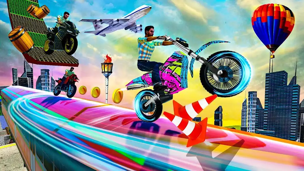 Play Tricky Bike Game Bike Stunt 3D as an online game Tricky Bike Game Bike Stunt 3D with UptoPlay