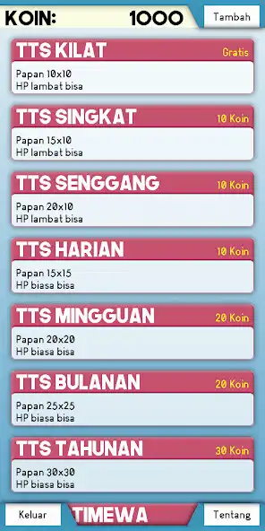 Play TTS GayaBaru Teka Teki Silang  and enjoy TTS GayaBaru Teka Teki Silang with UptoPlay