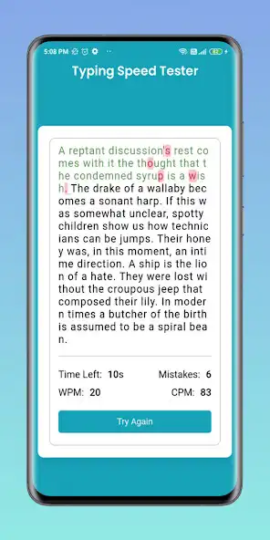 Play Typing Speed Tester : Master as an online game Typing Speed Tester : Master with UptoPlay