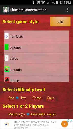 Play Ultimate Concentration, Memory