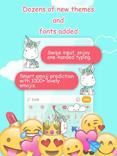 Play Unicorn and Rain Emoji Keyboard Theme as an online game Unicorn and Rain Emoji Keyboard Theme with UptoPlay