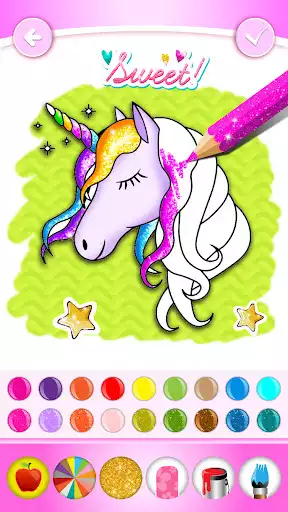 Play Unicorn Coloring Book Glitter  and enjoy Unicorn Coloring Book Glitter with UptoPlay