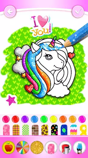 Play Unicorn Coloring Book Glitter as an online game Unicorn Coloring Book Glitter with UptoPlay