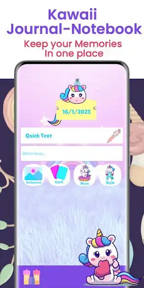 Play Unicorn Diary App Kawaii /Lock as an online game Unicorn Diary App Kawaii /Lock with UptoPlay