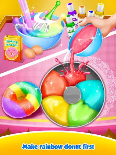 Play Unicorn Rainbow Donut - Sweet Desserts Bakery Chef