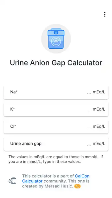 Play Urine Anion Gap Calculator  and enjoy Urine Anion Gap Calculator with UptoPlay