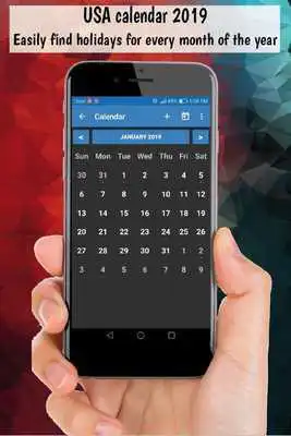 Play Usa calendar 2019 with holidays, us calendar free