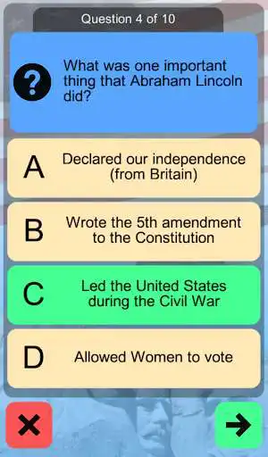 Play US Citizenship Test App 2022 as an online game US Citizenship Test App 2022 with UptoPlay