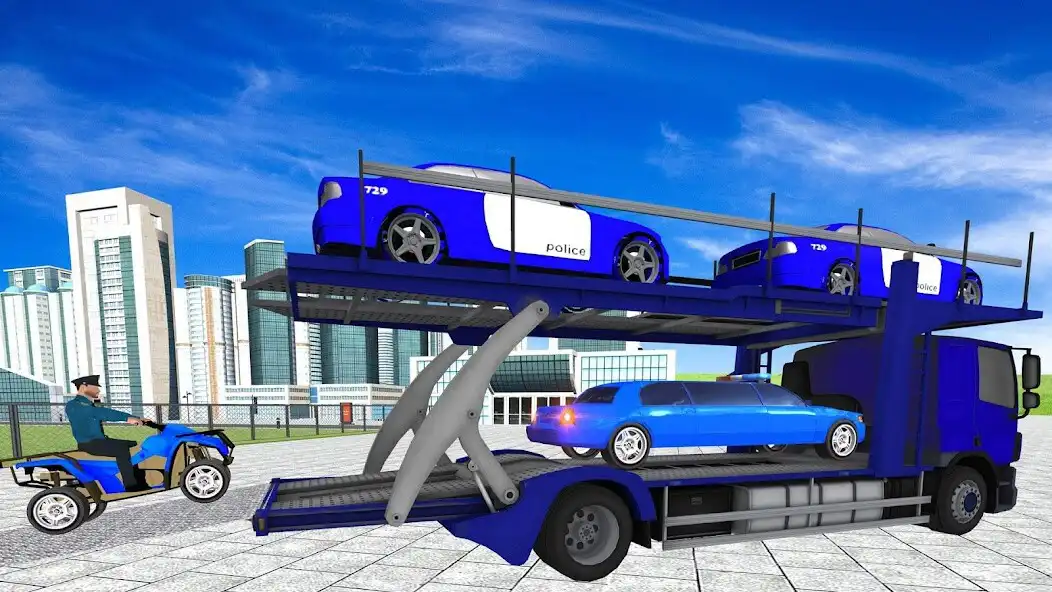 Play US Police Limousine Car: ATV Quad Transporter Game as an online game US Police Limousine Car: ATV Quad Transporter Game with UptoPlay
