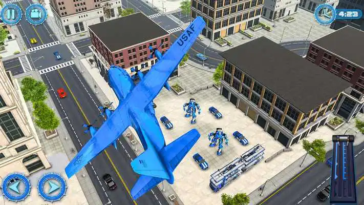 Play US Police Plane Robot Car Bike - Transporter Games