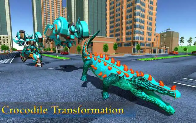 Play US Police Robot Car Cop Transform Crocodile Game