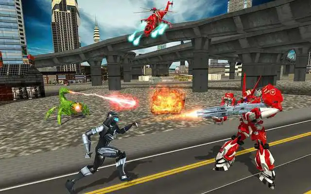 Play US Police Robot Transform Helicopter Wars 2