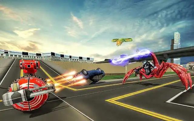 Play US Police Robot Transform Helicopter Wars 2