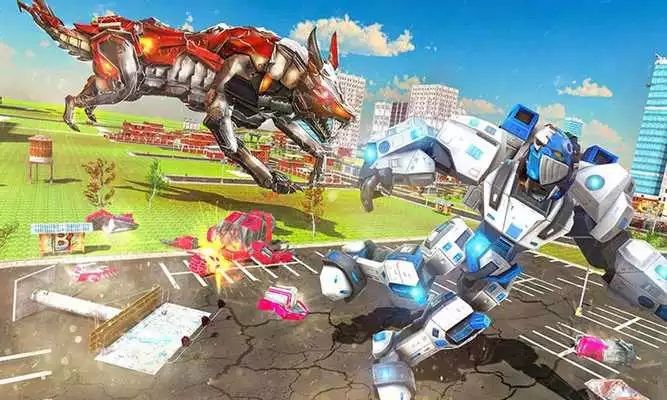 Play US Police Transform Robot Cop Wolf Attack 2018
