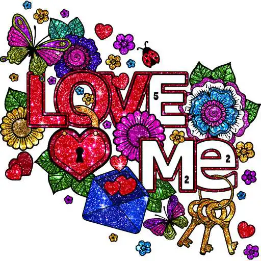 Run free android online Valentines Glitter Color By Number paint love Book APK
