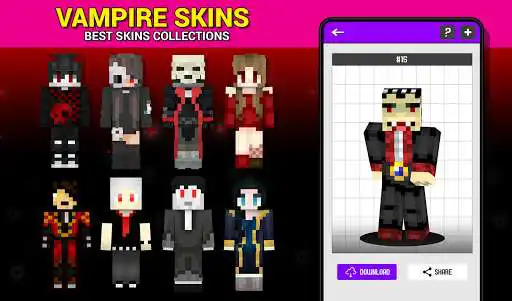 Play APK Vampire Skins NEW  and enjoy Vampire Skins NEW with UptoPlay com.glspace.vampiremcpeskinsnnew