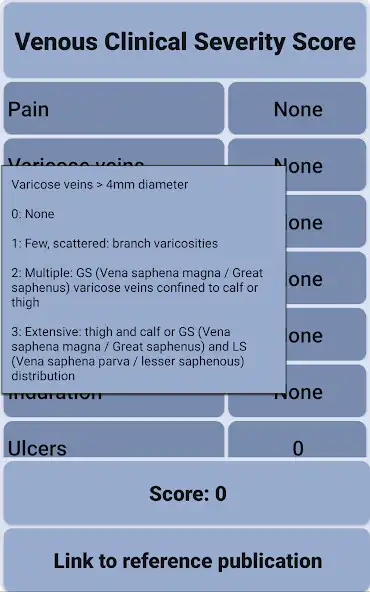 Play Venous Clinical Severity Score as an online game Venous Clinical Severity Score with UptoPlay