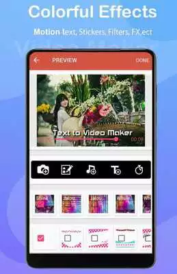 Play Video maker with music and text on video