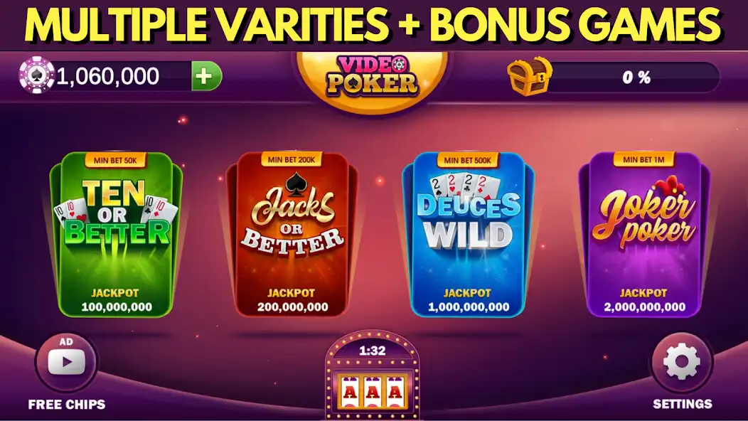 Play Video Poker Vegas Casino Style as an online game Video Poker Vegas Casino Style with UptoPlay