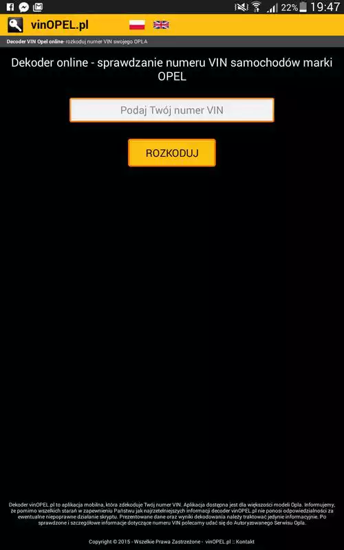 Play VIN OPEL DECODER