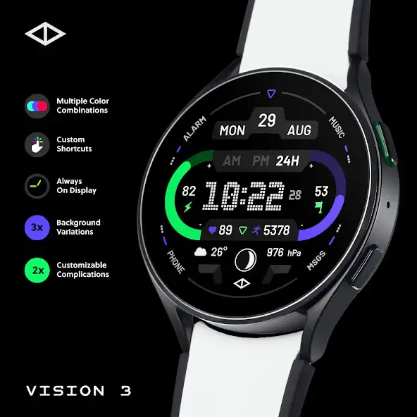 Play Vision 3: Digital Watch Face  and enjoy Vision 3: Digital Watch Face with UptoPlay