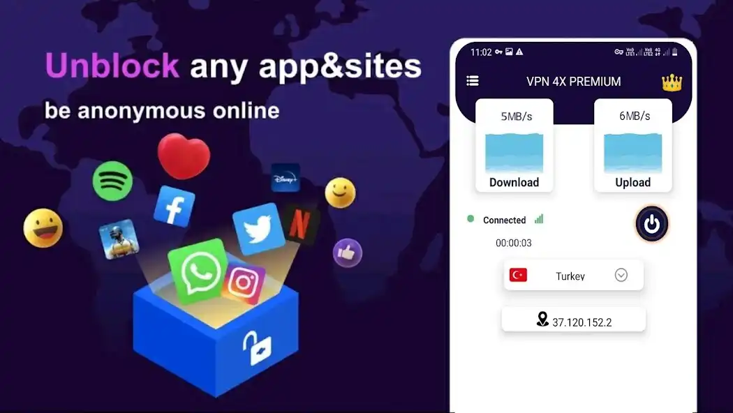 Play VPN 4X Premium as an online game VPN 4X Premium with UptoPlay