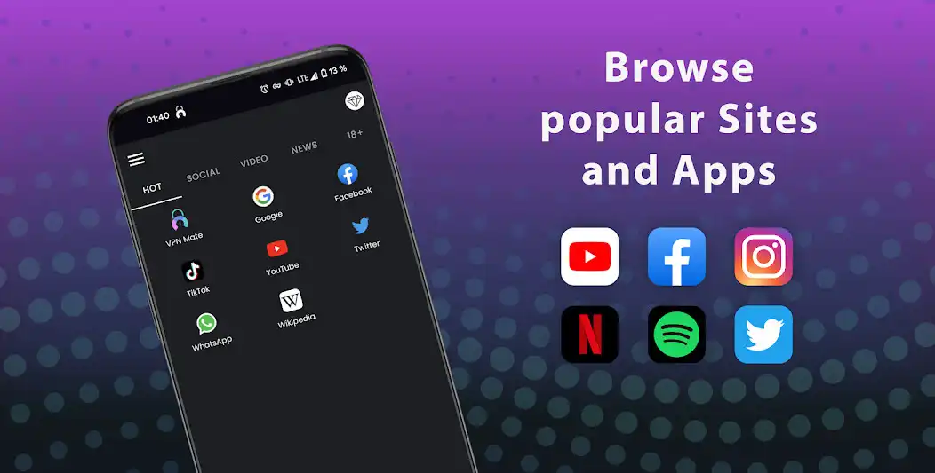 Play VPN Mate - Proxy VPN  Browser as an online game VPN Mate - Proxy VPN  Browser with UptoPlay