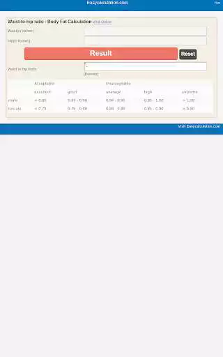 Play Waist to Hip Ratio Calculator as an online game Waist to Hip Ratio Calculator with UptoPlay