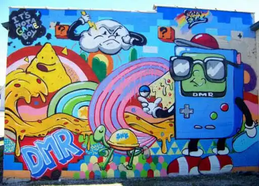 Play wall street art graffiti