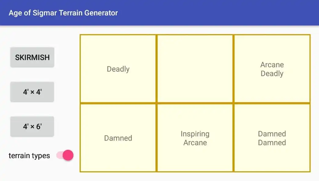 Play Warhammer Age of Sigmar Terrain Generator as an online game Warhammer Age of Sigmar Terrain Generator with UptoPlay