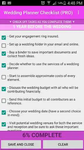 Play Wedding Planner Checklist