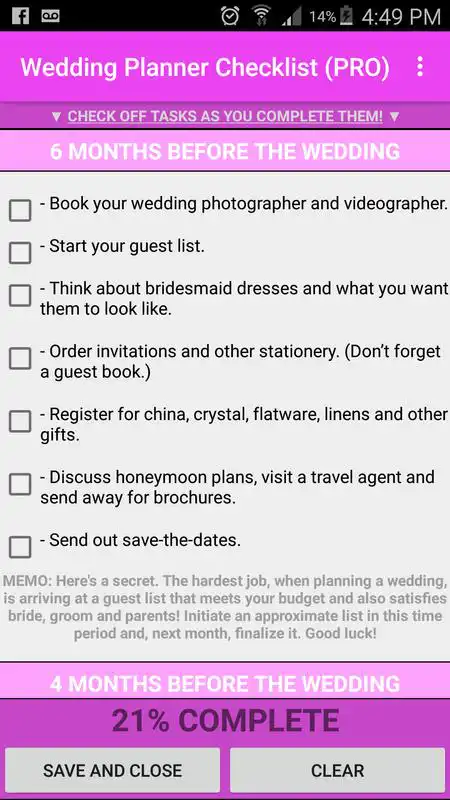 Play Wedding Planner Checklist