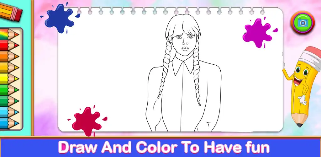 Play Wednesday Addams Coloring Game as an online game Wednesday Addams Coloring Game with UptoPlay