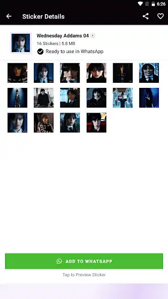 Play Wednesday Addams Stickers WTS as an online game Wednesday Addams Stickers WTS with UptoPlay