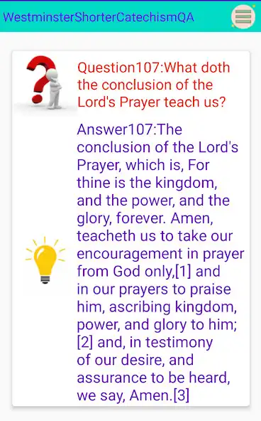 Play Westminster Shorter Catechism QA  and enjoy Westminster Shorter Catechism QA with UptoPlay